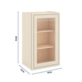J&K Pearl Glazed H9 Wall Glass Cabinet - 18" W x 30" H (No Glass Insert)