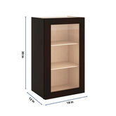 J&K Espresso K8 Wall Glass Cabinet - 18" W x 30" H (No Glass Insert)