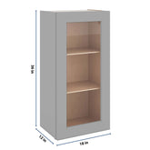 J&K Castle Grey S5 Wall Glass Cabinet - 18" W x 36" H (No Glass Insert)