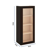 J&K Espresso K8 Wall Glass Cabinet - 18" W x 42" H (No Glass Insert)