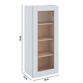 J&K White Shaker S8 Wall Glass Cabinet - 18" W x 42" H (No Glass Insert)