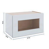 J&K White Shaker S8 Wall Glass Cabinet - 21" W x 12" H (No Glass Insert)