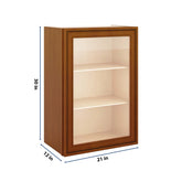 J&K Mocha Glazed K10 Wall Glass Cabinet - 21" W x 30" H (No Glass Insert)