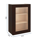 J&K Java Coffee S1 Wall Glass Cabinet - 21" W x 30" H (No Glass Insert)