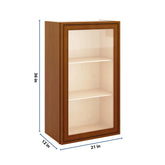 J&K Mocha Glazed K10 Wall Glass Cabinet - 21" W x 36" H (No Glass Insert)