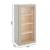 J&K Pebble B6 Wall Glass Cabinet - 21" W x 42" H (No Glass Insert)