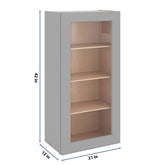 J&K Castle Grey S5 Wall Glass Cabinet - 21" W x 42" H (No Glass Insert)