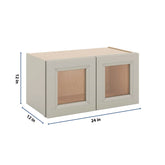 J&K Pebble B6 Wall Glass Cabinet - 24" W x 12" H (No Glass Insert)
