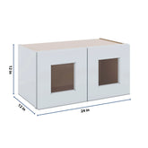 J&K White Shaker S8 Wall Glass Cabinet - 24" W x 12" H (No Glass Insert)