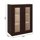 J&K Java Coffee S1 Wall Glass Cabinet - 24" W x 30" H (No Glass Insert)