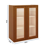 J&K Mocha Glazed K10 Wall Glass Cabinet - 24" W x 30" H (No Glass Insert)