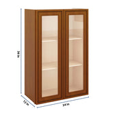 J&K Mocha Glazed K10 Wall Glass Cabinet - 24" W x 36" H (No Glass Insert)
