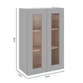 J&K Castle Grey S5 Wall Glass Cabinet - 24" W x 36" H (No Glass Insert)