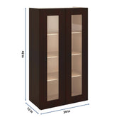 J&K Java Coffee S1 Wall Glass Cabinet - 24" W x 42" H (No Glass Insert)