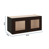 J&K Espresso K8 Wall Glass Cabinet - 27" W x 12" H (No Glass Insert)
