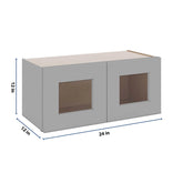 J&K Castle Grey S5 Wall Glass Cabinet - 27" W x 12" H (No Glass Insert)