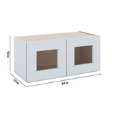 J&K White Shaker S8 Wall Glass Cabinet - 27" W x 12" H (No Glass Insert)