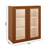 J&K Mocha Glazed K10 Wall Glass Cabinet - 27" W x 30" H (No Glass Insert)