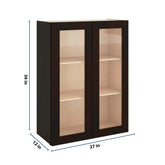 J&K Espresso K8 Wall Glass Cabinet - 27" W x 36" H (No Glass Insert)