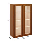 J&K Mocha Glazed K10 Wall Glass Cabinet - 27" W x 42" H (No Glass Insert)