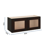 J&K Espresso K8 Wall Glass Cabinet - 30" W x 12" H (No Glass Insert)