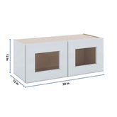 J&K White Shaker S8 Wall Glass Cabinet - 30" W x 12" H (No Glass Insert)