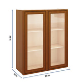 J&K Mocha Glazed K10 Wall Glass Cabinet - 30" W x 36" H (No Glass Insert)