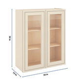 J&K Pearl Glazed H9 Wall Glass Cabinet - 30" W x 36" H (No Glass Insert)