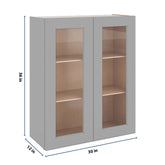 J&K Castle Grey S5 Wall Glass Cabinet - 30" W x 36" H (No Glass Insert)