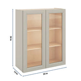 J&K Pebble B6 Wall Glass Cabinet - 30" W x 36" H (No Glass Insert)