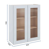 J&K White Shaker S8 Wall Glass Cabinet - 30" W x 36" H (No Glass Insert)