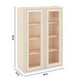 J&K Pearl Glazed H9 Wall Glass Cabinet - 30" W x 42" H (No Glass Insert)