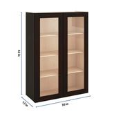J&K Espresso K8 Wall Glass Cabinet - 30" W x 42" H (No Glass Insert)