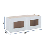 J&K White Shaker S8 Wall Glass Cabinet - 33" W x 12" H (No Glass Insert)