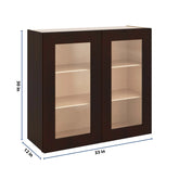 J&K Java Coffee S1 Wall Glass Cabinet - 33" W x 30" H (No Glass Insert)