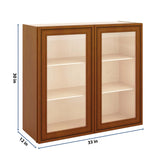 J&K Mocha Glazed K10 Wall Glass Cabinet - 33" W x 30" H (No Glass Insert)
