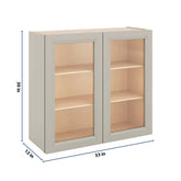 J&K Pebble B6 Wall Glass Cabinet - 33" W x 30" H (No Glass Insert)