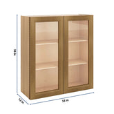 J&K Butterscotch B8 Wall Glass Cabinet - 33" W x 36" H (No Glass Insert)