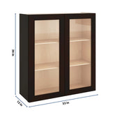 J&K Espresso K8 Wall Glass Cabinet - 33" W x 36" H (No Glass Insert)