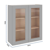 J&K Castle Grey S5 Wall Glass Cabinet - 33" W x 36" H (No Glass Insert)