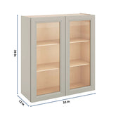 J&K Pebble B6 Wall Glass Cabinet - 33" W x 36" H (No Glass Insert)