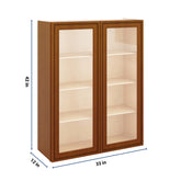 J&K Mocha Glazed K10 Wall Glass Cabinet - 33" W x 42" H (No Glass Insert)