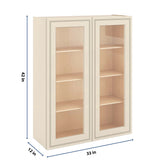 J&K Pearl Glazed H9 Wall Glass Cabinet - 33" W x 42" H (No Glass Insert)