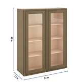 J&K Hazel H8 Wall Glass Cabinet - 33" W x 42" H (No Glass Insert)
