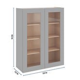 J&K Castle Grey S5 Wall Glass Cabinet - 33" W x 42" H (No Glass Insert)