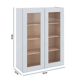J&K White Shaker S8 Wall Glass Cabinet - 33" W x 42" H (No Glass Insert)