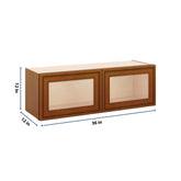 J&K Mocha Glazed K10 Wall Glass Cabinet - 36" W x 12" H (No Glass Insert)