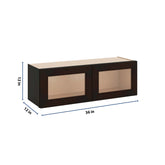 J&K Espresso K8 Wall Glass Cabinet - 36" W x 12" H (No Glass Insert)