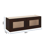 J&K Java Coffee S1 Wall Glass Cabinet - 36" W x 12" H (No Glass Insert)
