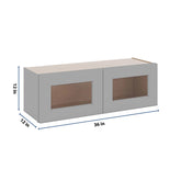 J&K Castle Grey S5 Wall Glass Cabinet - 36" W x 12" H (No Glass Insert)